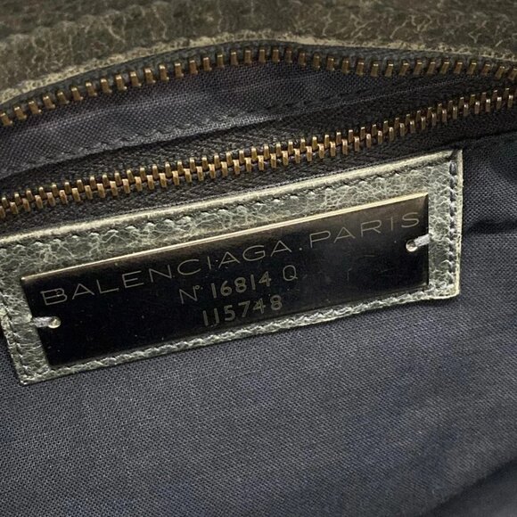 Auth BALENCIAGA The City 115748 Blue Green Leather - Handbag - Picture 13 of 16